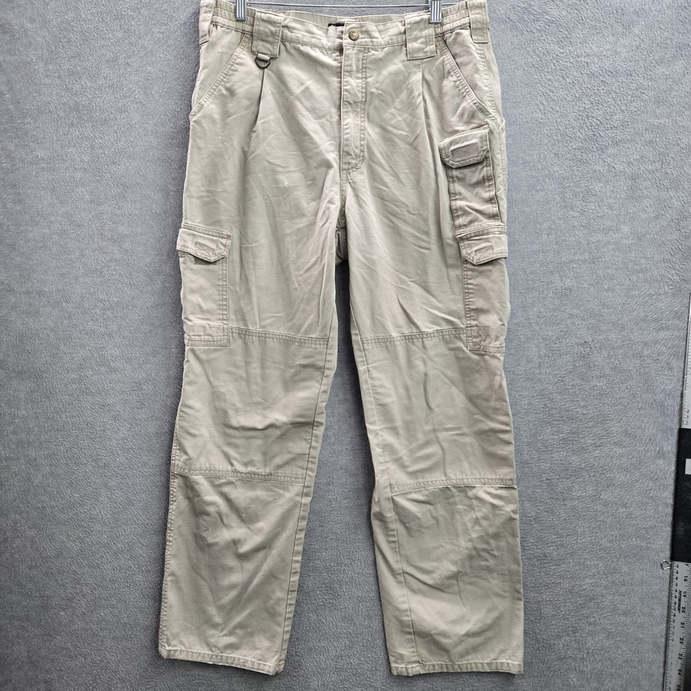 5.11 Tactical Series Men Pants 34X32 Khaki Cargo Canvas Button 29" Inseam READ